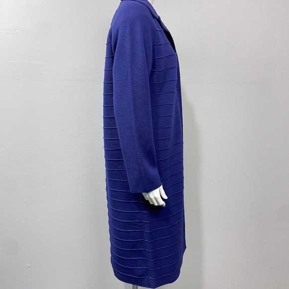 Vintage 60s World Knits Zephyr Wool Dress Jacket Set Size 14 Royal Blue Ribbed - Picture 2 of 9